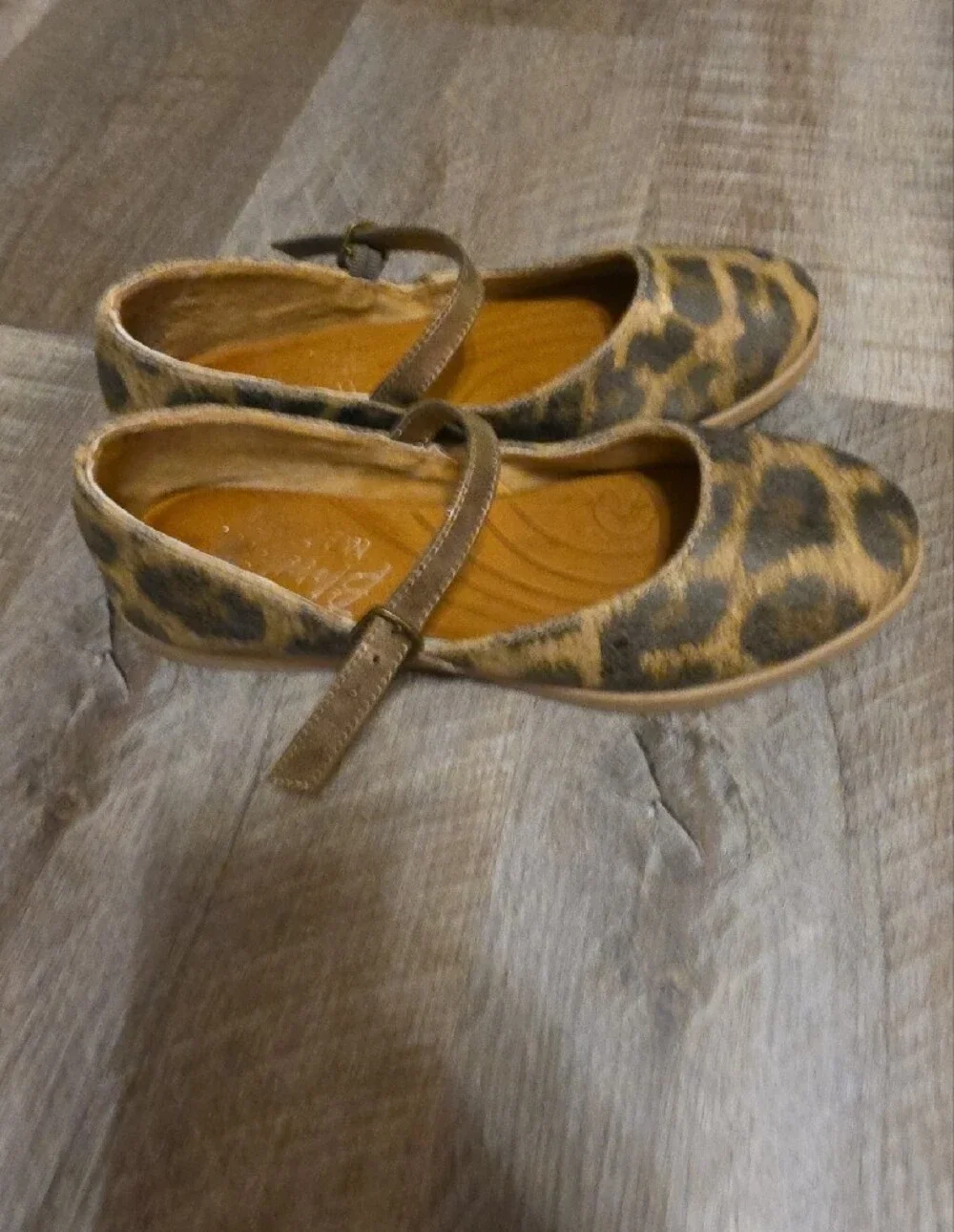 Girls Leopard Print Mary Jane Shoes - Tan and Black